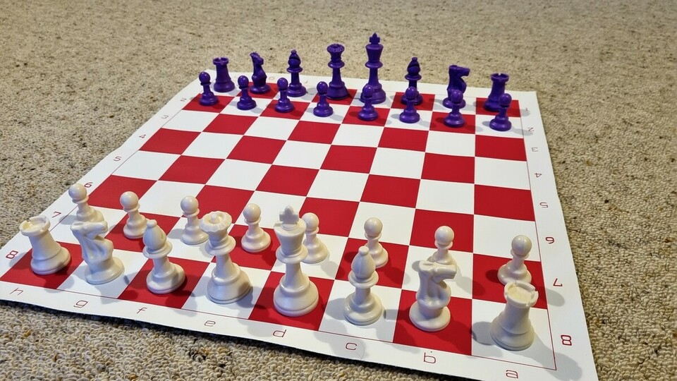NEW - burgundy & purple Tournament Chess Set